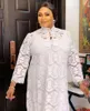 Odzież Etniczna Koronki Biały Plus Size Sukienki Dla Kobiet Jesień Afryki Długi Rękaw Sukienka Ubrania Maxi