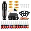 Tattoos Machine Gun Set 61440 Colors Inks Pigment Disposable Needles Mini Power Supply Beginner Tattoo Pen Permanent Makeup Body4084987