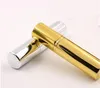 Brilliant Gold Silver 10ml Refillerbar Portable Mini Perfume Bottle Traveller Aluminium Spray Atomizer Tom Parfum Container