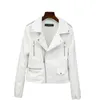 Chaqueta de cuero de motos femenina Ladies Street Spring Spring Autumn Zipper White Punk Outwear Femenina Femenina Faux Capas 210525