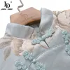 Mulheres verão vintage mini vestido desenhador de moda mangas bela flor bead slim feminino jacquard 210522