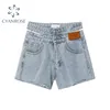 Mode Hög midja Denim Shorts Kvinnor Sommar Vintage Streetwear Sexig Hollow Out Knapp Zipper Ladies Casual Jeans 210515