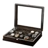 Caixas de relógio estojos 18 compartimentos caixa de pulso de madeira masculino armazenamento relógio estojo de exibição conveniente organizador de joias256k