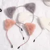 Doce gato orelhas de cabeça de cabeça moda cabeleireiro bolas de pelúcia cabelo fita fita mulheres meninas hairhoop festa de aniversário acessórios