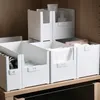 Organisateur d'armoire empilable de haute qualité idéal pour comptoir, armoire, garde-manger, sous l'évier, boîte de rangement de bureau Blanc 1PCS 6 R2