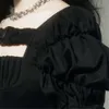 Gothic Bandage Unregelmäßige Kleid Frau Party Kleidung Schwarz Hip Hop Kleid Koreanische Stil Kawaii Lolita Puff Ärmeln Vestido Vintage 210619