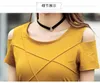 Plus Size T-shirts Vrouwen Tops Tee Shirt Femme Camisetas Mujer Off Shoulder T-shirt Casual Summer Sexy T Shirts 971B3 210420