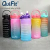 Quifit 2l / 3.8l Bounce cap gallon vattenflaskor kopp, tidsstämpel utlösare nej a, sport telefon hållare fitness / utomhus dhl 2