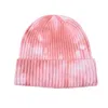 Mulheres Winter Beanie Tie-tingido Colorido Colorido Coelho Pele Cruzeiros Bonnet Cap Feminino Chapéu para Chapéus de Menina