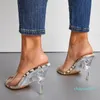 2021 club signore stampa serpente partito donne sexy 11 cm tacco di cristallo super alto tacco a spillo sandali peep toe pvc pantofole trasparenti scarpe