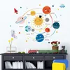 Dessin animé système solaire planètes sticker mural enfant enfants chambre décoration de la maison murale amovible papier peint chambre pépinière autocollants 210615