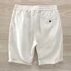 Ny sommar linne strand shorts män märke casual board kort mens ren lin lös shorts manlig 38 storlek bermuda masculina x0316