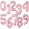 Украшение вечеринки 40 -дюймовое пастель Baby Blue Pink Foil Number Balloon 1 2 3 4 5 6 7 8 9 Свадебные украшения для душа на день рождения дети Globos