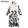 Women Chic Fashion Oversized Printed Midi Dress Long Sleeve Button-up Female Dresses Vestidos Mujer 210420