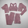 5 Stuk Vitale Naadloze Yoga Set Dames Training Sportkleding Gym Kleding Kort / Lange Mouwen Crop Top Hoge Taille Leggings Sports Pak 210802