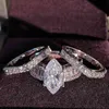 Luxury Marquise 925 Sterling Silver Wedding Ring Set Africa Bridal For Women Lady Anniversary Gift Jewelry Wholesale R5388 211217