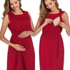 2021 robes de maternité de grossesse robes d'allaitement enceintes allaitement sans manches col rond vêtements d'allaitement T1206 Q0713