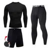 Men Compression set MMA Long Sleeve T-shirt Men's Tight Pants Fitness Bodybuilding Clothes Skull Top Rashguard Sport Suit Men 211006