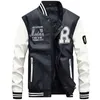 Giacche da uomo Giacca in pelle pilota in pile Hombre Ricamo Giacche da baseball Uomo Colletto alla coreana Cappotti Hip Hop in pelle Plus Taglia 4XL 022023H