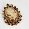 Rétro camée Broche femmes à la mode beauté tête Pin Badge revers Broche Femme cristal pendentif breloque fête bijoux cadeau Vintage