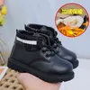 Zimowe Dzieci Buty śniegowe Moda Baby Girl Shoes antypoślizgowy Pluszowe Ciepłe Chłopcy Koszulki Buty Skórzane Buty Rozmiar 21-30 SQJ001 211108