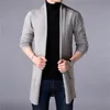 Sweter płaszcze Męskie Moda Jesień Męska Slim Long Solid Color Kurtki Dzianiny Moda męska Casual Sweter Cardigan Coats 211008