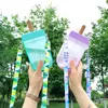 かわいい藁水のボトルプラスチックアイスキャンデンボトル屋外透明ジュース飲料カップの創造的な学生マグカップ