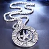 Pendant Necklaces Vintage Pentagram Star Men's Necklace Round Gothic Retro Lucifer Satan 24Inch Chain Male Jewelry