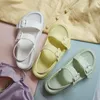 Macaron Colors White Green Yellow Platform Sandals Women Big Square Buckled Deco Slingback Summer Beach Shoes