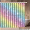 Aessories Home GardenBeautif Colorf Rainbow 3D Drukowane zasłony kąpielowe Wodoodporna tkanina poliestrowa Zmywalna Łazienka Zasłona prysznicowa z 12