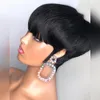 Ombre Green Pixie Short Bob 100 ٪ Human Hair شعر مستعار لامرأة سوداء البرازيلية المستقيمة غير الدانتيل