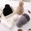 Cntang Damska Ciepła Podwójna Warstwa Podszewka Kapelusz Faux Rabbit Futro Pompom Czapki Moda Zimowa Tkanina Lamb Cap Casual Girls Hats 211229