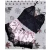 Women Lace Bow Pajama Vintage V Neck Panties Underwaist Two Piece Shorts Set Ladies Sexy Satin Sleeve Less Lingerie Fashion