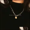 Chokers halsband hänger smycken rock choker lås halsband för kvinnor julklapp punk guld chunky kedja mujer nyckel hänglås hänge par