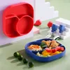 Baby silikon porslin sugplatta sked gaffel uppsättning sucker skål barn bpa gratis dinnerware toddler äta matningsmaterial g1210