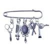Pins, Broşlar Antik Gümüş Kaplama Berber Makaleleri Serisi Saç Kurutma Makinası Tarak Tarzı Broş Kadın Anne Hediye CX051-056