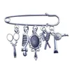 Pins, broches Antique Silver Plaqué Barbershop Articles Série Sèche-cheveux Ciseaux Peigne Style Broche Femmes Mère Cadeau CX051-056