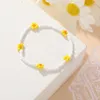 2021 Korean Fashion Flowers Daisy Beads Bracelets Transparent Colorful Beaded Handmade Elastic Wristband for Women 2021 Trend Jewelry