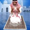 イスラム教徒の祈りラグポータブルポリエステル編組プリントマット防水毛布