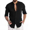 Yeni Erkek Moda Sıradan Gömlek Uzun Kollu Erkek Sosyal İş İnce Uygun Düğme Plaket Soild Kore Yakası Top Sonbahar Bluz X1027