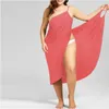 Plus Size Beach Dress Cover Up Wrap Bikini Swimsuit Bathing Suit Ups Robe De Plage Wear Tunic Swimwear Women's