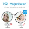 Mirrors Makeup Mirror With Lamp LED Fill Light 10 Times Magnification Suction Cup Folding Three-color Direct Charge Beauty