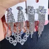 Diamonds Long Borla Dangles Eardrop Claw Cadeia Senhoras Brincos Boutique Jóias Femininas Super Flash Rhinestone Misto Lote