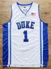 Schip van US Kyrie Irving #1 College Basketball Jersey Allemaal gestikte witte zwarte topkwaliteit