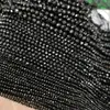 Perline sfaccettate di spinello nero naturale intero 2MM 3mm 4MM taglio sciolto riflettente per gioielli collana bracciale Making281s