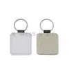 Sublimation Leather Keychain Pendant Fashion Party Favor Heat Transfer Square Blank DIY Keychains Creative Gift Supplies Key Ring