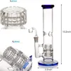 Glass Bubbler Double Matrix Perc Hookahs Water Bongs Smoking Glasses Pipe Recycler Dab Rigs With 18mm banger oil