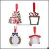 Findings & Components Jewelry Charms Sublimation Blank Pendant Heat Transfer Christmas Tree Hanging Ornament With Red Rope For Holiday Diy C