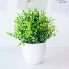 Flores decorativas Plantas artificiais Bonsai verde pequena árvore em vasos de casa falsa decoração artesanato 1pc