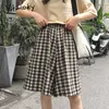 Plaid Frauen Shorts Elastische Taille Japan Stil Hohe Taille für Harajuku Kurz Plus Größe 5XL Lose 210722